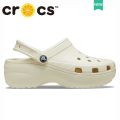 【ALLGOOD】croc WOMEN'S CLASSIC PLATFORM CLOG bone color Beach Shoes Soft As Clouds 4.1cm Heightened Thick-Soled Slippers#206750. 