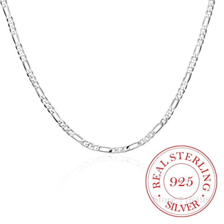 40-75cm 925 Stamp Silver Color 4mm Figaro Chain Necklace for Women Girl Boy Kids Italy Jewelry Kolye Collares Sieraden Colier
