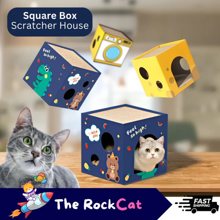 ROCKCAT 】2 Layer Box Shape Cat Scratcher Board Scratching Box Scratcher ...