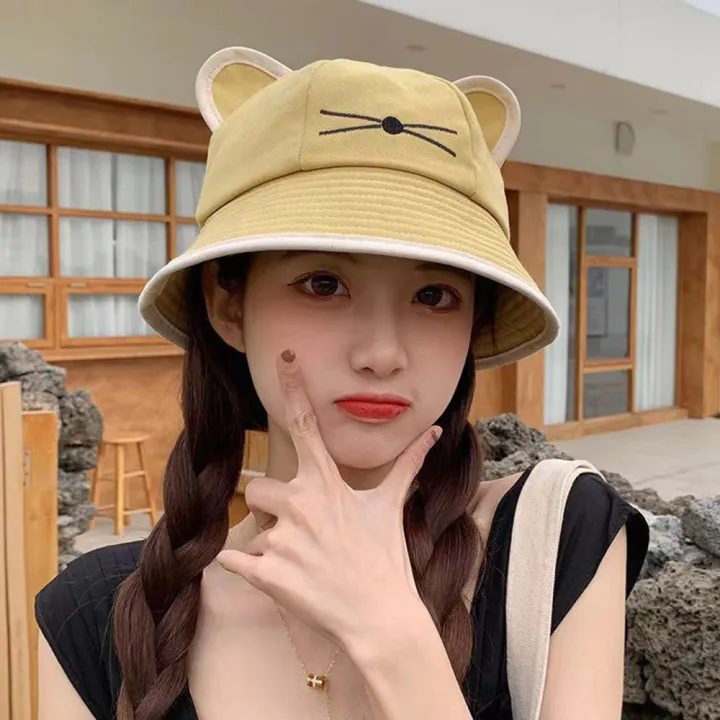 Korean%20Cute%20Cartoon%20Women%20Girls%20Bucket%20Hat%20Spring%20Summer%20Kawaii%20Beach%20Sun%20Visor%20Hats%20Wide%20Brim%20Solivd%20Cotton%20Panama%20Cap%20-%20Image%207