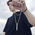 Simple Hip Hop Alloy Men Rectangle Boys Spiral Necklace Clavicle Chain Pendant Necklace Fashion Jewelry. 