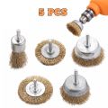 5pcs Wire Brush For Drill Set 1/4" - Brass. 