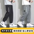 Casual Pants Men's Ice Silk Ankle-Tied Sports Pants 2024 Summer New Men's Loose Cargo Pants Men's Cropped. 