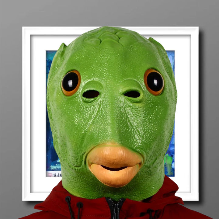 Animal Full Face Masks Halloween Party Costume Props Funny Green Fish ...
