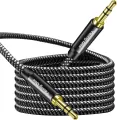Original TRS Stereo AUX Cable (6.6ft/2m Hi-Fi Sound) Male to MALE 3.5mm Auxiliary Audio Nylon Braided Cord Stereos Cable for Headset Car Speaker Sound bar PC Laptop and more. 