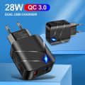 USB LED Quick Charge PD 28W USB Charger QC3.0 2A Fast Wall Charger Mobile Phone Charger for Samsung Xiaomi iPhone 14. 