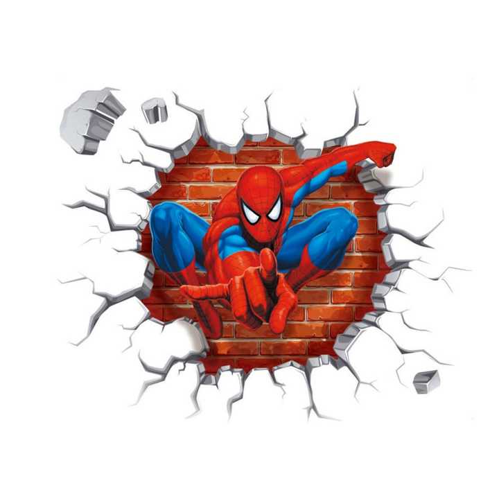 Wall Sticker Cartoon 3D Effect Spiderman Decorative Wall Decal Home Decor Gifts for Kids Rooms