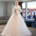 Main Wedding Dress 2024 New Korean Style Bridal off-Shoulder Pregnant Women Slim Fit Slimming Mori Lace V Lead the Land. 