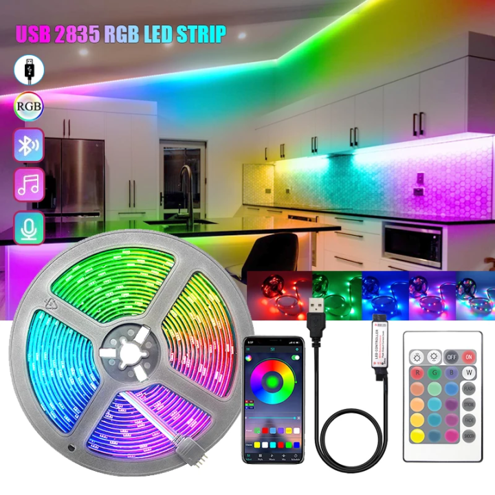 Bluetooth App Controlled 5 Meter/3Metere/2Meter 2835 Sound Activated Waterproof RGB LED Strip Lights