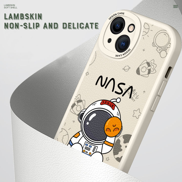 UCUC%20for%20iPhone%20X%20/%20XS%20Back%20Cover%20Cute%20Astronaut%20Leather%20Case%20Soft%20Thin%20Drop%20Resistant%20Phone%20Case%20-%20Image%204
