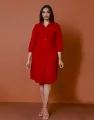 Spring & Summer Collar Shirt Dress with Long Sleeves. 