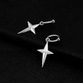 N ES 316L stainless steelstainless steel earrings ear clip four-pointed star pendant jewelry personality round line earrings. 