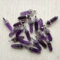 Natural amethyst stone High quality healing Point crystal pillar pendants for jewelry making 24pcs/lot Wholesale. 
