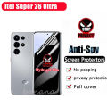 3in1 Itel Super 26 Ultra Anti-fall Mobile Phone Case for itel S25 Ultra Full Cover Soft Privacy Anti Peeping Hydrogel Film Screen Protector. 