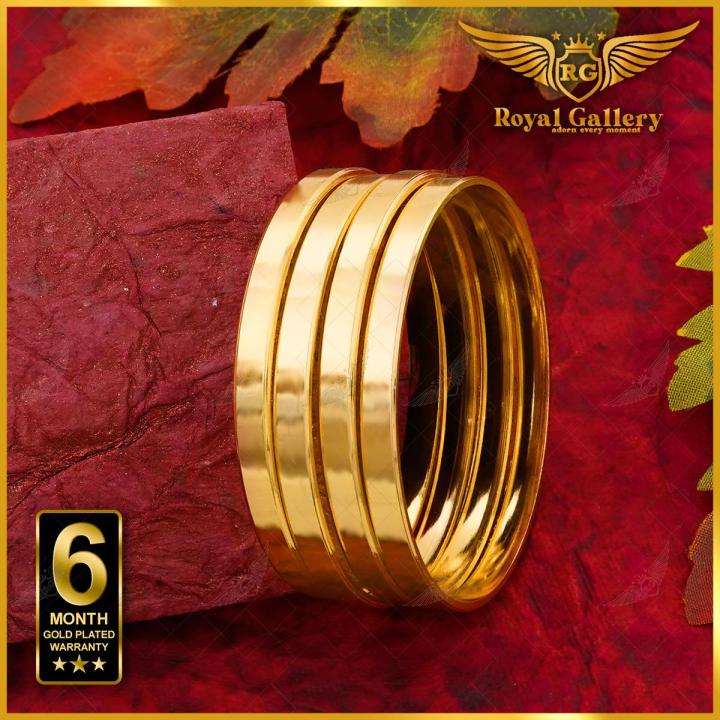 Gold Plated Guarantee 4 Plain Bangle Bracelet for Women Long-Lasting Guaranteed Free Gift Box RG-WB