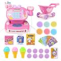 31Pcs Children Pretend & Play Toys Simulation Supermarket Cash Register Toys with Shopping Trolley - Pink Rabbit. 