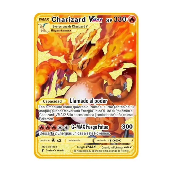 pokemon%20cards%20golden%20Spanish%20Pokemon%20Metal%20Cards%20Pok%C3%A9mon%20Letters%20Charizard%20Pikachu%20V%20VMAX%20Collection%20Gold%20Card%20GX%20Original%20Collection%20Toy%20Kid%20GiftsParty%20Games%20Crafts%20-%20Image%205