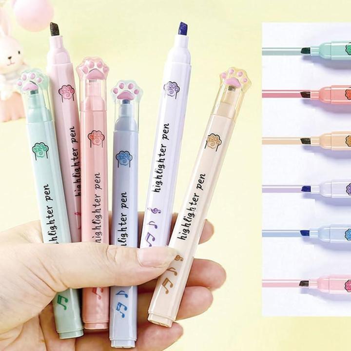 6%20Pcs%20Cat%20Highlighter%20Marker%20Cute%20Cat%20Paw%20Pastel%20Highlighter%20Marker%20Pens%20for%20Students%20Girls%20Women%20School%20Office%20Supplies%20(Cat%20Paw-White)%20-%20Image%204