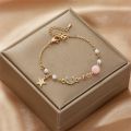 Korean Simple Star Moon Zircon Pearl Bracelet For Women Ladies Cute Elegant Exquisite Shiny Link Chain Bracelet Charm Jewelry. 