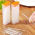 50 Pcs Plastic Toothpicks 2 Way Tooth Picks Interdental Brush Cleaners Portable Box Random Color. 