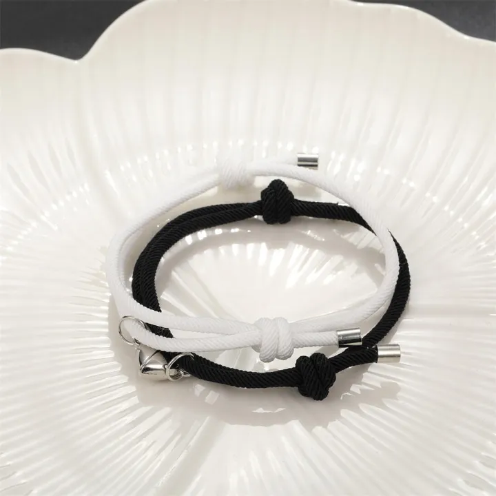Braided%20Couple%20Bracelets%20Jewelry%20Accessories%20Alloy%20Magnet%20Attachment%20Bracelets%20Black%20And%20White%20Couple%20Bracelets%20Simple%20Love%20Heart%20Bracelets%20-%20Image%207