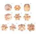 10Styles Kids Children Luban Lock Intellectual Brain Tease Game Puzzle 3D Handmade Wooden. 