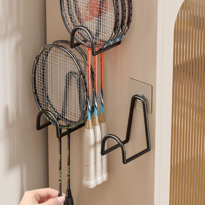 Wall Mounted Racket Durable Wall-Mounted Badminton Racket Rack Punch Free Metal Tennis ...