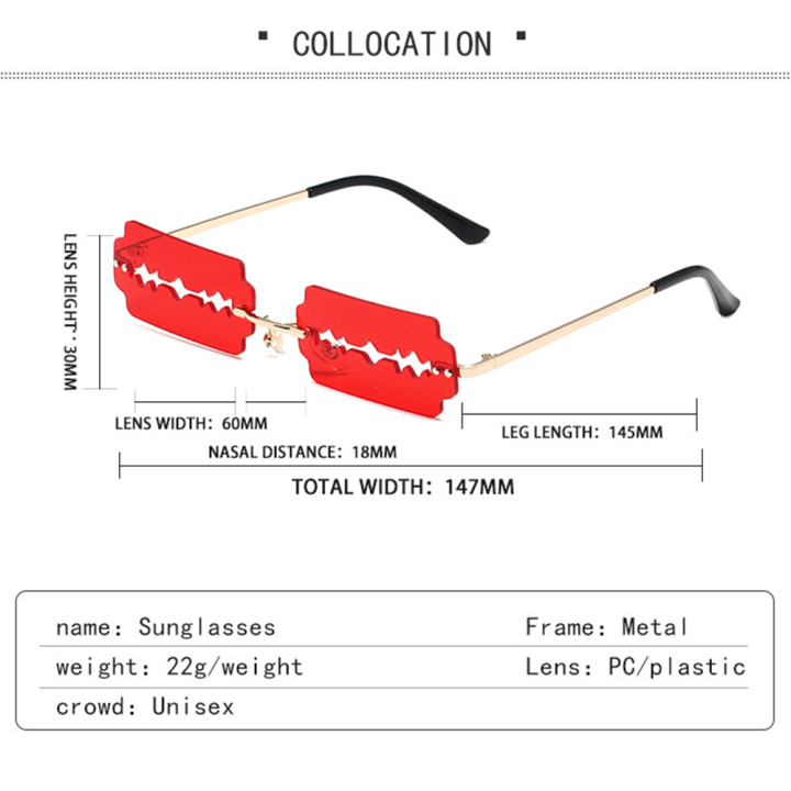 Sunglasses Women Personality Trend Unique Razor Blade Funny Sun Glasses Catwalk Party  Hop Eyewear Rimless Rectangle