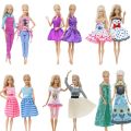 2 Pcs / Lot Handmade Doll Dress for Barbie Doll Casual Daily Wear Twins Outfit Skirt Pink Blue Clothes Accessories Kids Toy. 