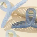 4pcs Jelly Colour Small Sequin Cross Grip Clip Temperament Acrylic Large 13cm Shark Clip Back Of Head Hair Grip. 