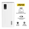 ASPOR A330 / A323 Power Bank With LED Digital Display Original 10000mAh Capacity 22.5W PD + QC 3.0 Micro USB Type C Input Interfaces. 