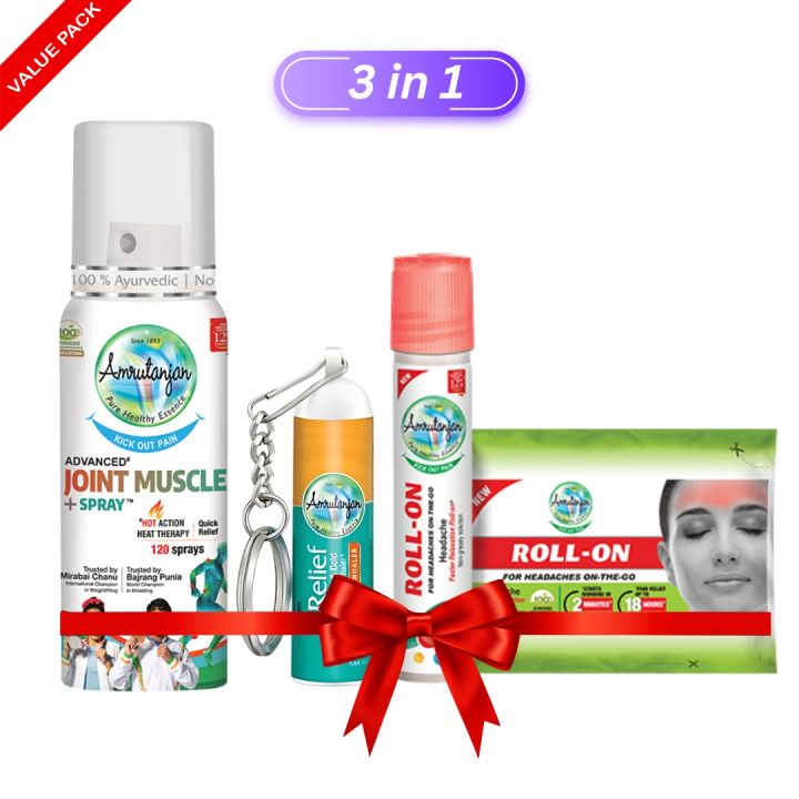 Pack De 5 Roll-on Amrutanjan – 5 Ml Chacun – Soulage Les Maux De Tête Et La Congestion Nasale Avec Des Ingrédients Naturels