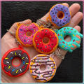 Colorful Keychain Novelty Item Assorted Pack (1/6pcs) Sweet Cake Design Donut Pendant 3D  Cute Dessert Charm for Backpack Decor Kids' Gift Party Gifts Fashion Accessory Collectible Item. 