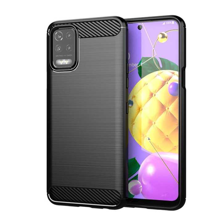 Leweisi Carbon Fiber Bumper Phone Case For LG K52 / Q52 / K62 / Q62 / K62+ Back Cover Coque Shockproof Protective