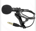 Mic 3.5mm Jack Tie Clip PC Laptop Recording Clip-on Lavalier External Microphone  -  coller mic - tic tok mic - 2M Lenth. 