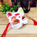 Japanese Hand-Painted Half Face Fox Kitsune Mask Halloween Cosplay Masquerade. 