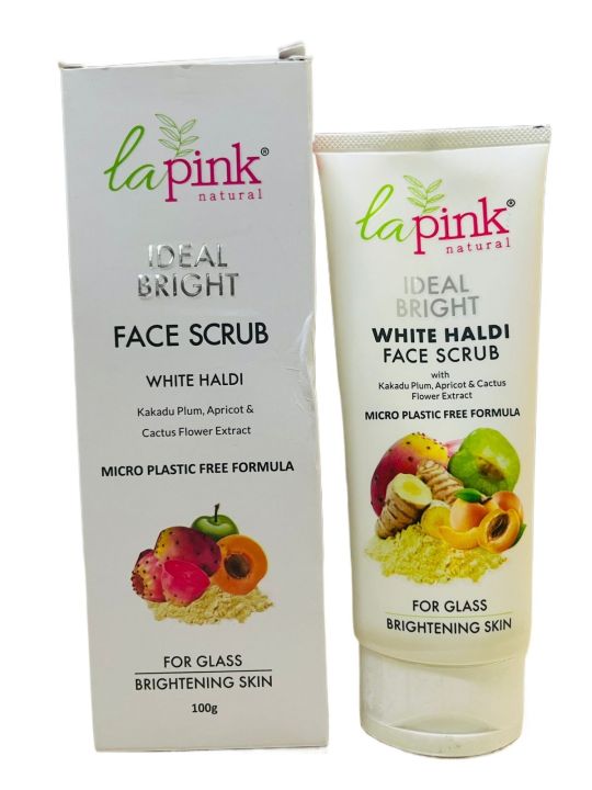 La Pink Ideal Bright Face Scrub With White Haldi & Kakadu Plum For Brightened Glass Skin - 100 Gm