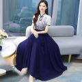 bellylady Women Cotton Cheongsam Dress Summer Short Sleeves Stand Collar A-line Skirt High Waist Large Swing Dress. 