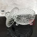 Designer Cut Footed Sugar Bowl Sweet Candy Bowl Jar with Lid Fish Scales Series. 