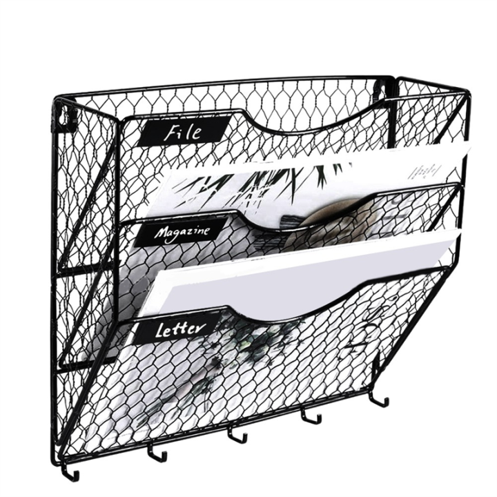 3%20Tier%20Metal%20Mesh%20File%20Organizer%20Holder%20Hang%20Mail%20Rack%20Wall%20Mount%20with%20Hooks%20Letter%20Document%20Magazine%20Office%20Sorter%20Bin%20-%20Image%202