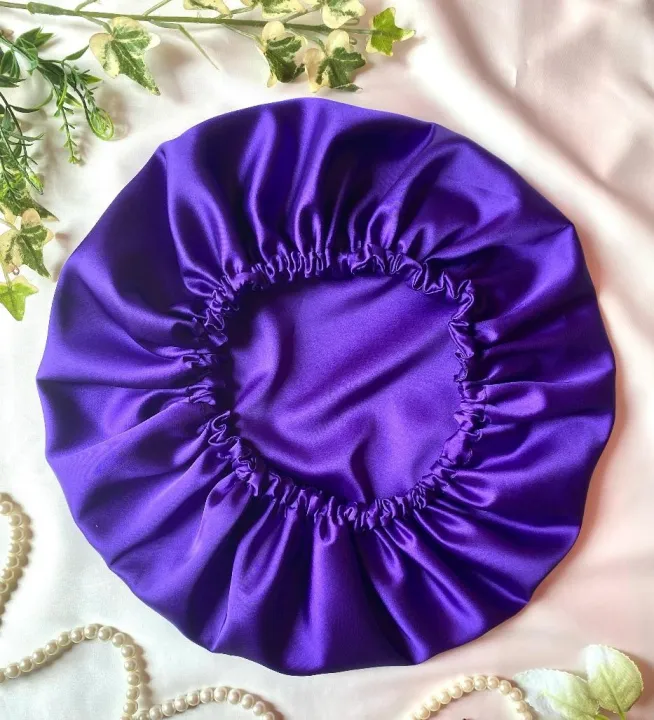 Hair%20Bonnets/Sleeping%20caps/Shower%20Caps%20for%20Women%20Soft%20Satin%20Elastic%20Band%20Silk%20Sleeping%20Cap%20-%20Image%204