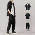 Three-Piece Men's Clothing Summer Suit Korean Fashion Junior High School Boys Clothes All-Matching and Handsome Leisure Cargo Pants. 