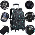 【Selangor Ready Stock】Ivyh 6 Wheels Trolley Backpack Nylon Fabric Outdoor Travel Large Bag for Men, Boys, Black Series Casual School Bags. 