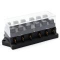 6 Way Plastic Metal Flat Type Truck Auto Blade Fuse Box Car Fuse Box Car Fuse Holder with Fuses for 12V 32V ATO Standard Circuit. 