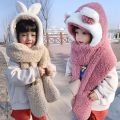 [Happier]Hot selling Fashion Women Accessories Scarves 2022 New Fashion Scarf Hat Glove 3 In 1 Women Kids Boys Girls Cute Big Ear Bunny Winter Warm Soft Thickening Pocket Hats Hooded. 