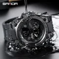 【Miga Plaza】SANDA 739  Style Large Dial Men's Watch Male Student Fashion Trend Multi-Function Digital Waterproof Luminous Chronograph Watches. 