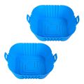 Air Fryer Silicone Pot, 8.5Inch Reusable Air Fryer Liners Square Air Fryer Accessories, Silicone (2 x Blue). 