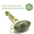 Jade Roller and Gua Sha set Spa Grade Face Massager Tool 100% Authentic Stone Reduces Puffiness Wrinkles Reveals. 