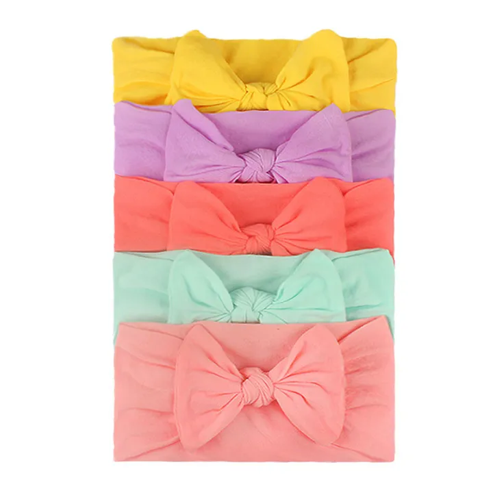 5%20Pcs/Set%20Baby%20Girl%20Headband%20Bows%20Elastic%20Hair%20Band%20Solid%20Color%20Kids%20Turban%20Hair%20Accessories%20-%20Image%203