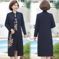 Mother-in-Law Wedding Clothes Mom Spring Clothes High-End Dress Female Summer Middle-Aged and Elderly Temperament Long Dress Western Style Two-Piece Suit. 